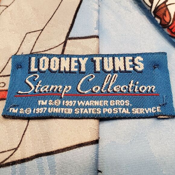 VTG Looney Tunes Bugs Bunny Stamp Collection Neck Tie 1997 - Picture 4 of 5